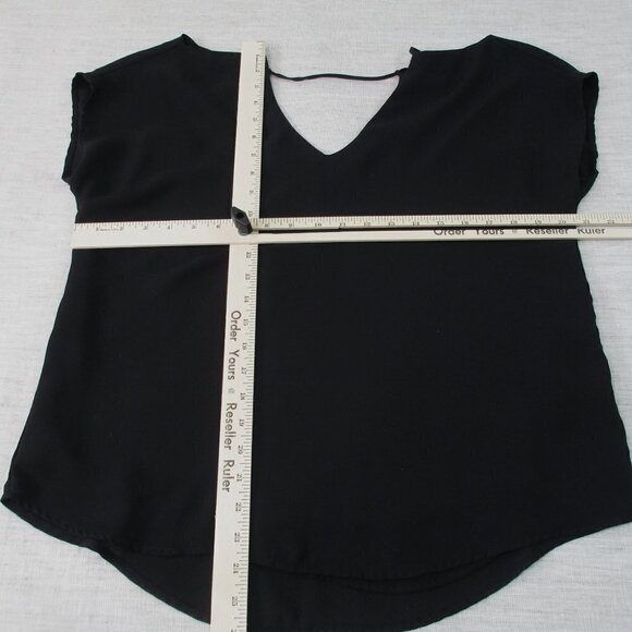 Shine Star Blouse Top Women Size L Black Cold Shoulder Sleeve Pullover Polyester - Picture 12 of 12
